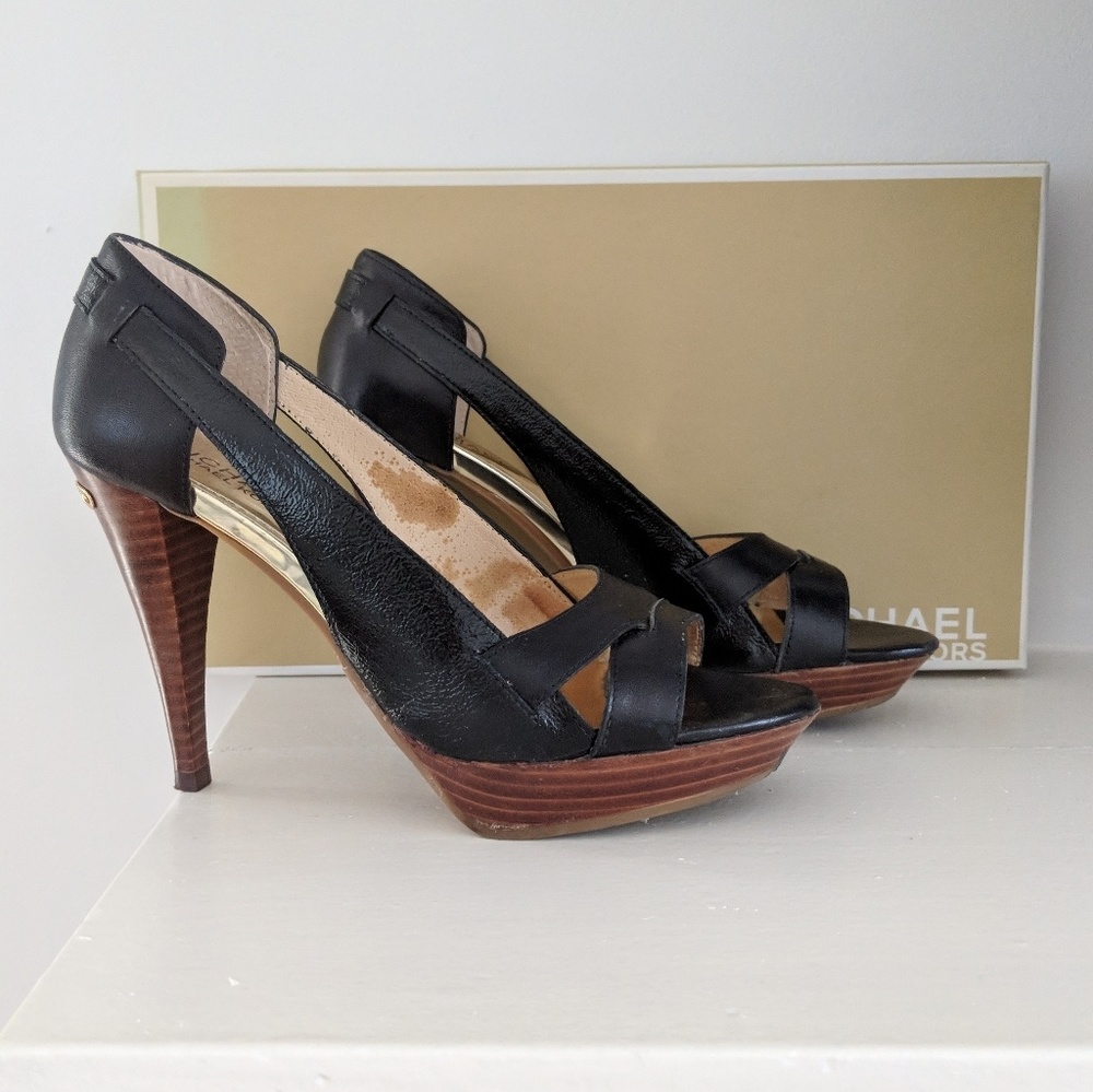 Michael Camden Open Toe Platform Leather Pumps - image 1
